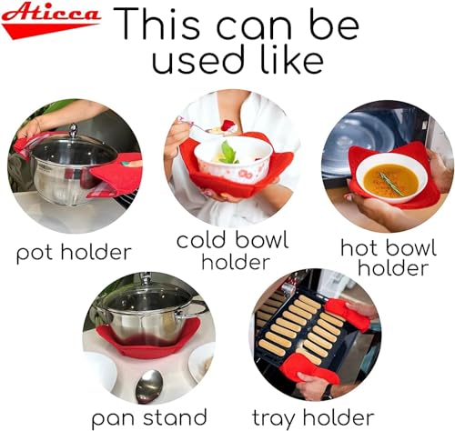 Aticca Microwave Bowl Cozy Holders for Hot Food Set of 4 Hot Pads for Bouillon Cups Multipurpose Heat Proof Plate Holder - Image 3