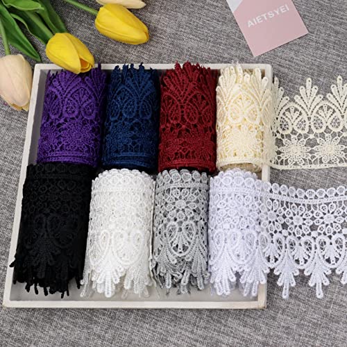 AIETSYEI Purple Lace Trim 5 Yards Wide Venise Lace Ribbon Embroidered Edge Trim for Sewing DIY Crafts Wedding Applique Home Decor - Image 3