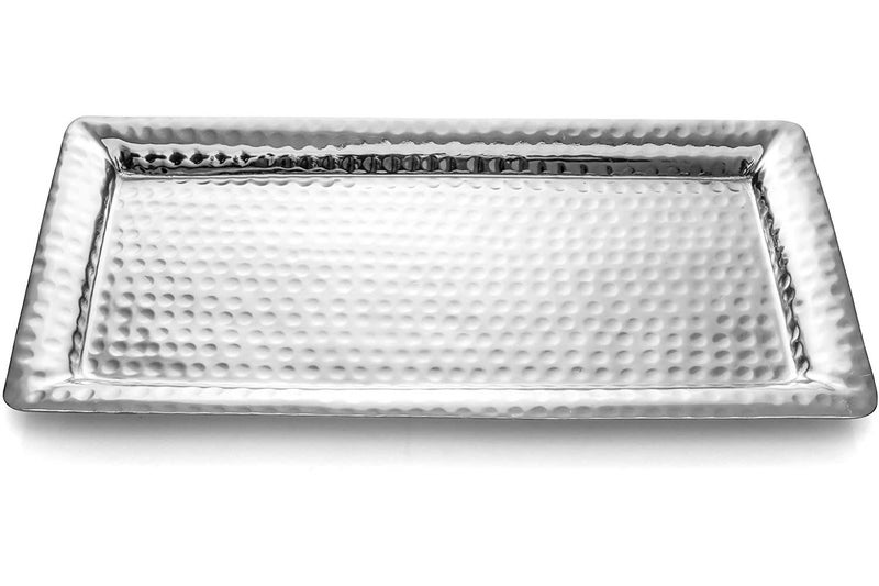 صينية زينة معدنية مطروقة يدويًا من مملكة الإقامة 16 بوصة بتشطيب نيكل