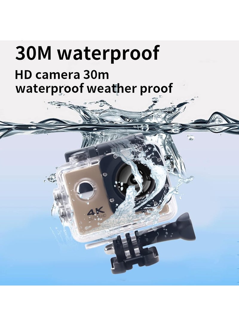 4K Ultra HD Action Camera, 30FPS Anti-Shake EIS Action Camera, 30M Waterproof Underwater Camera with Remote Control and Waterproof Case, LCD Screen Support WiFi and 170 Degree Wide Angle - Image 4
