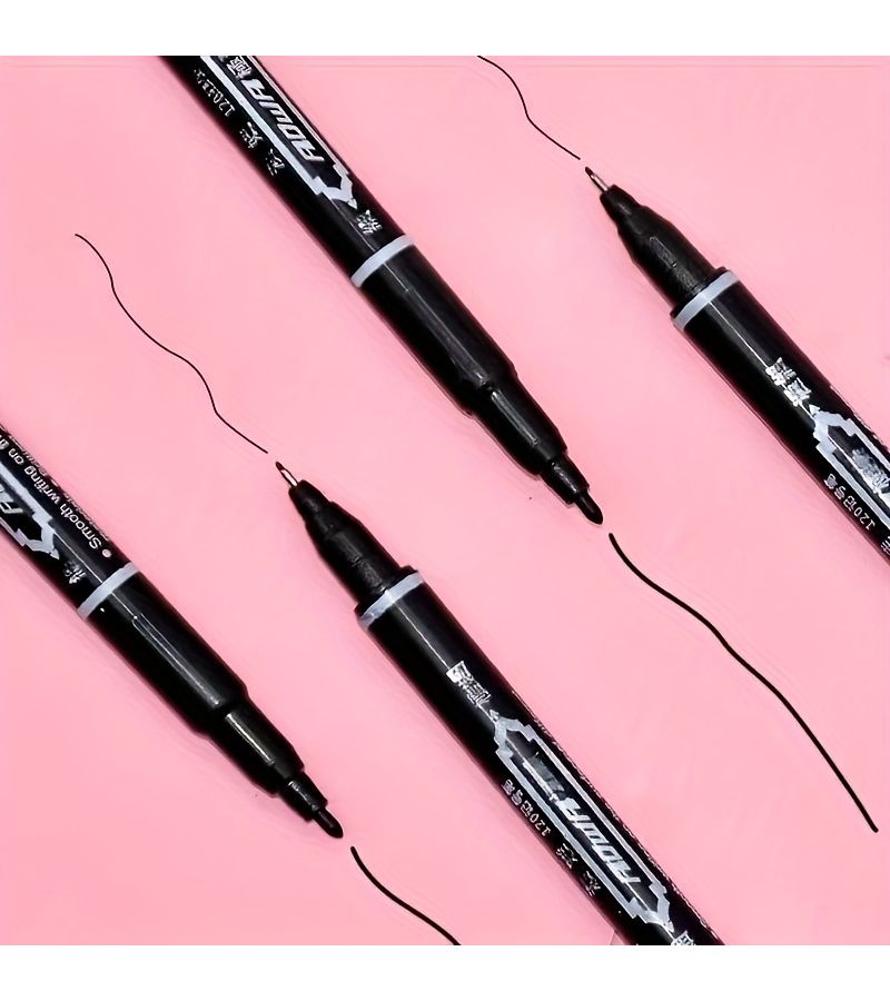 4 Pack Dual Tip Permanent Markers Black Alcohol Based Fine Point And Chisel Tip For Drawing Sketching Office School And Craft Supplies - Image 1