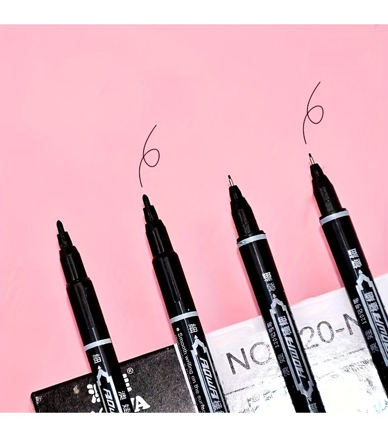 4 Pack Dual Tip Permanent Markers Black Alcohol Based Fine Point And Chisel Tip For Drawing Sketching Office School And Craft Supplies - Image 5