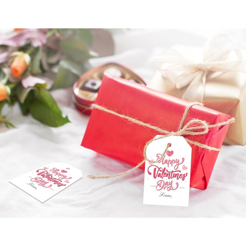 Aukolass Happy Valentines Day Tags, Valentines Day Gift Tags with String for Sweet Themed Party or Valentine' Day Thank You Gift Tags Great for Party Favors (Happy Valentine) - Image 4