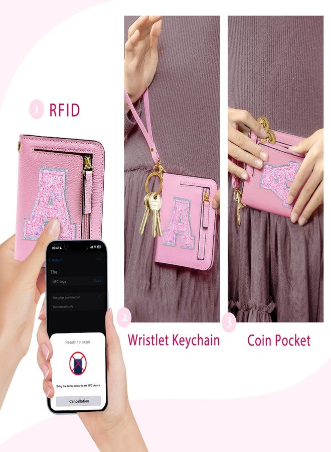 COSHAYSOO محفظة COSHAYSOO للبنات مزودة بتقنية RFID، هدية مثالية لعيد الميلاد، أفكار هدايا رائعة للفتيات من عمر 6 إلى 14 عامًا، هدايا أنيقة وعصرية، بحرف A وردي - Image 2