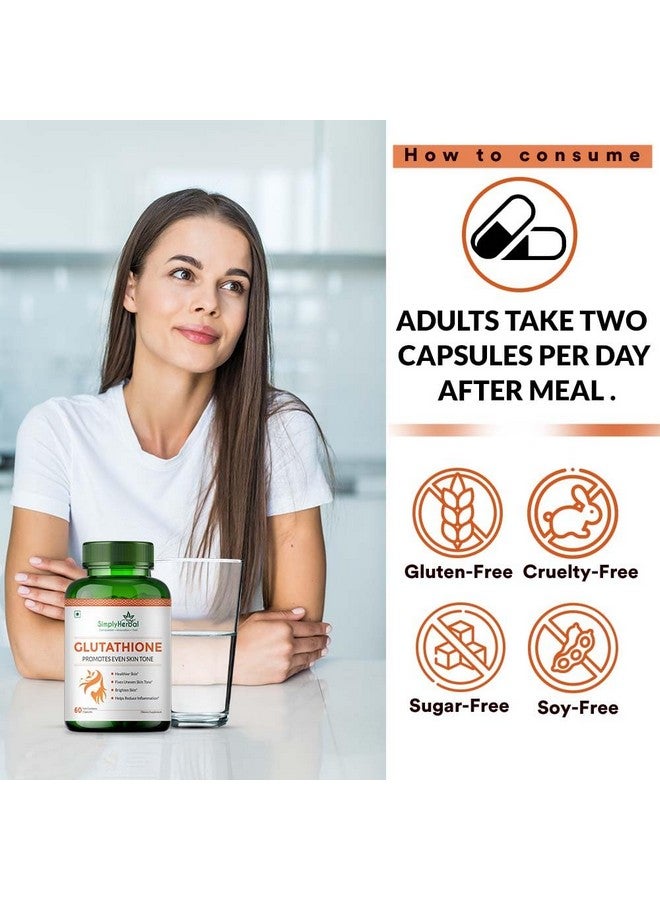 Simply Herbal Simply Herbal L Glutathione 1000mg Capsules With Vitamin C &  E for Immune Support, Healthy Radiant Skin Glowing, Antioxidant Support,  Grape Seed Extract & Biotin - 60 Veg Capsules, 80