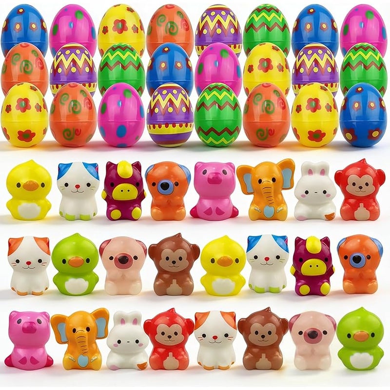 OCBTOW 24 Pack Prefilled Easter Eggs with Animal Slow Rising Squishy Toys Inside Stress Relief Squeeze Toys for Kids Girls Boys Easter Basket Stuffers Gifts Party Favors - Image 1