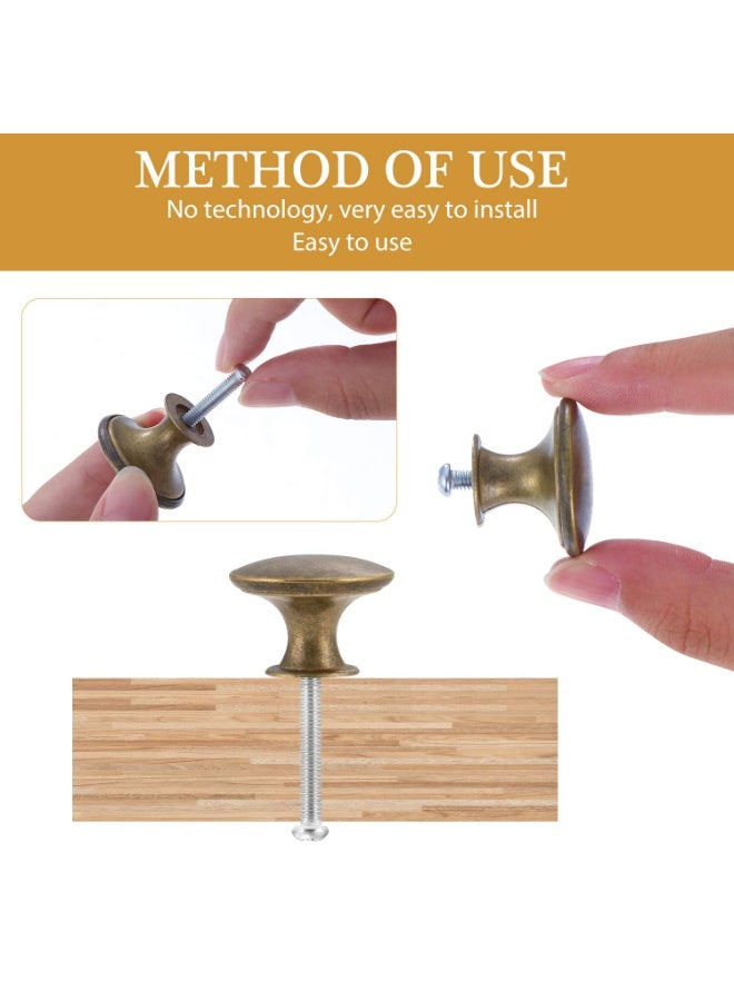 Fasola 12 Pcs Cabinet Knobs, 30mm Round Mushroom Drawer Pulls with Screws, Zinc Alloy Vintage Furniture Knobs, Decorative Antique Style Cupboard Handles for Kitchen Wardrobe Dresser and Bathroom, Durable Door Handles Hardware for Home Renovation (Antique Bronze) - Image 4