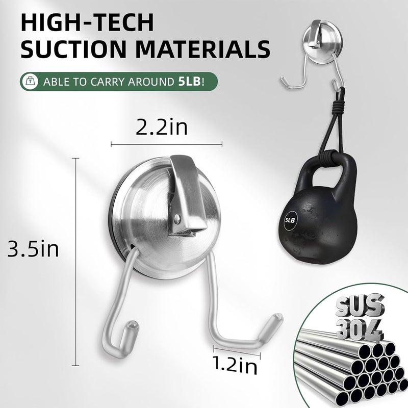 iRomic Stainless Steel Suction Cup Hooks for Shower, Bathroom, Kitchen, Glass Door, Mirror, Tile – Loofah, Towel, Coat, Bath Robe Hook Holder,(2-PCS),Brushed Silver - Image 3