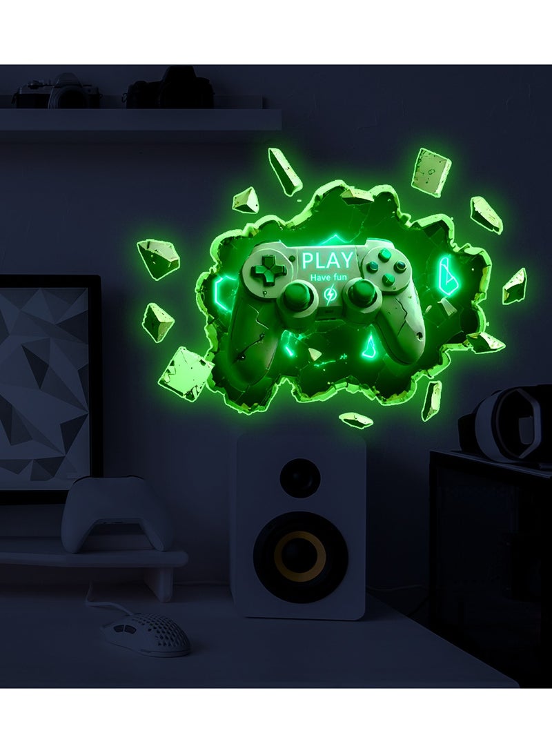 Glowing Controller Wall Sticker Decal for Gamers， 3D Gaming Night Wallpaper Sticker Decor - Image 1