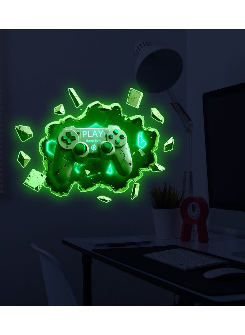 Glowing Controller Wall Sticker Decal for Gamers， 3D Gaming Night Wallpaper Sticker Decor - Image 2