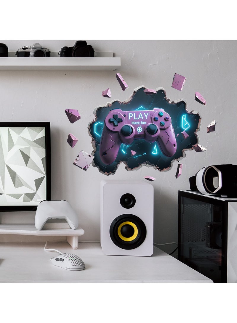 Glowing Controller Wall Sticker Decal for Gamers， 3D Gaming Night Wallpaper Sticker Decor - Image 3