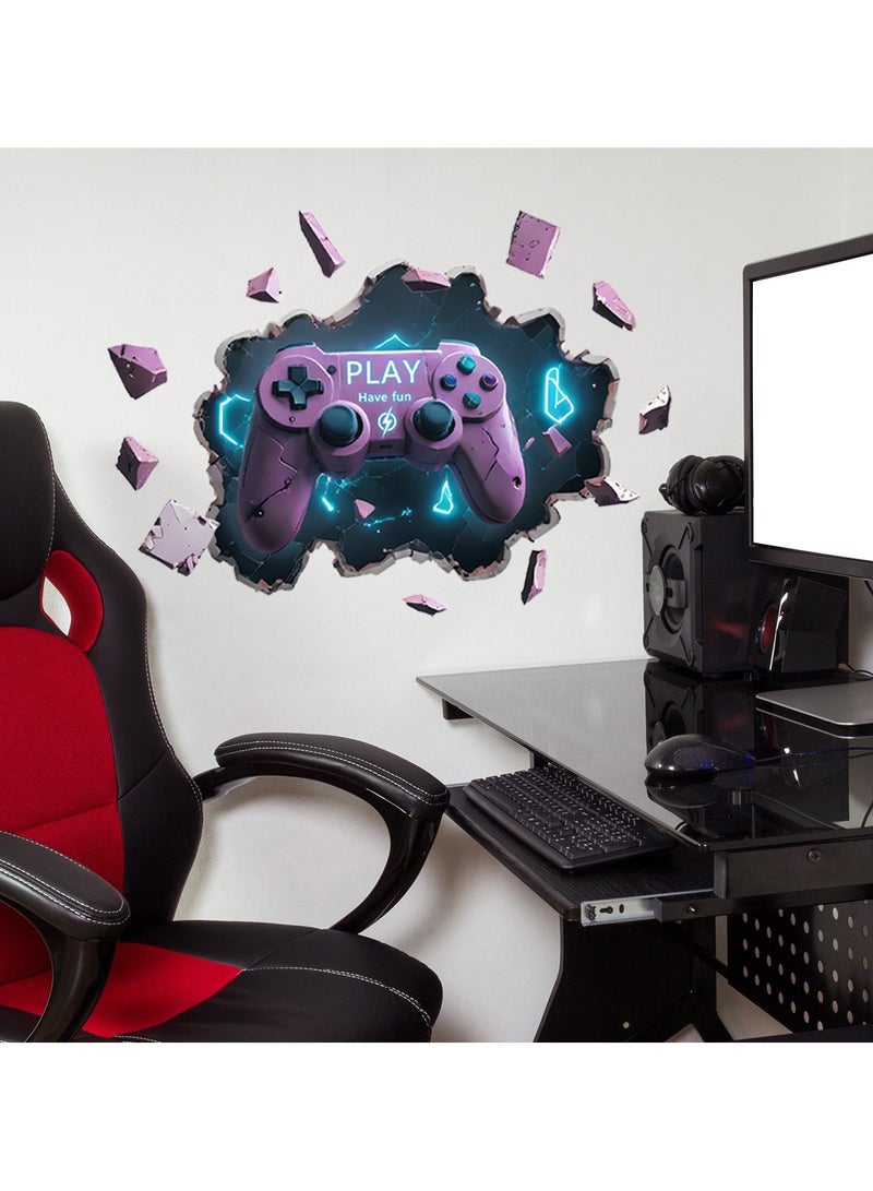 Glowing Controller Wall Sticker Decal for Gamers， 3D Gaming Night Wallpaper Sticker Decor - Image 4