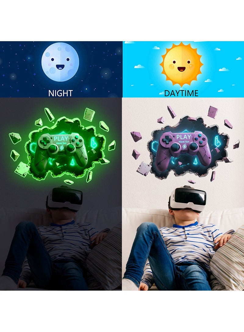 Glowing Controller Wall Sticker Decal for Gamers， 3D Gaming Night Wallpaper Sticker Decor - Image 5