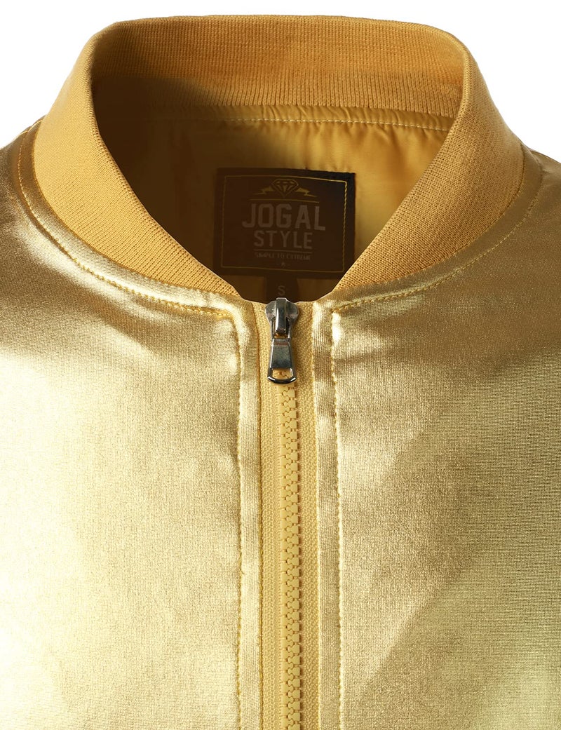 JOGAL Men's Metallic Silver Jacket Gold 70's Disco Costume X-Large Gold - Image 4