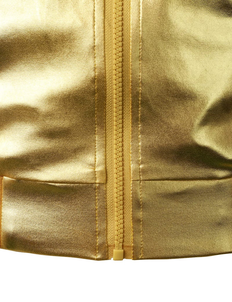 JOGAL Men's Metallic Silver Jacket Gold 70's Disco Costume X-Large Gold - Image 5