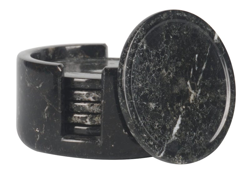 Radicaln Marble Coaster Set 3.5" Inches Black Handmade Round Coaster Set of 6 for Kitchen Accessories Car Cup Coasters Coaster for Drink & Coaster Holder for Coffee Bar Accessories - Image 1