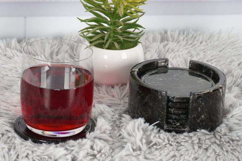 Radicaln Marble Coaster Set 3.5" Inches Black Handmade Round Coaster Set of 6 for Kitchen Accessories Car Cup Coasters Coaster for Drink & Coaster Holder for Coffee Bar Accessories - Image 4