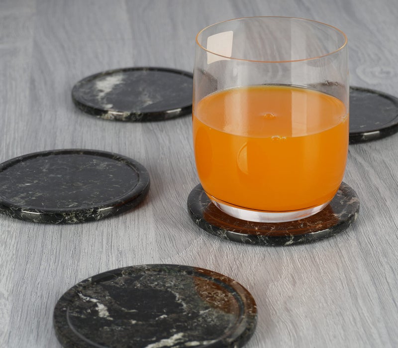 Radicaln Marble Coaster Set 3.5" Inches Black Handmade Round Coaster Set of 6 for Kitchen Accessories Car Cup Coasters Coaster for Drink & Coaster Holder for Coffee Bar Accessories - Image 5