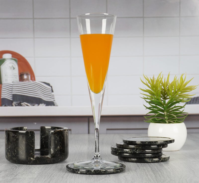 Radicaln Marble Coaster Set 3.5" Inches Black Handmade Round Coaster Set of 6 for Kitchen Accessories Car Cup Coasters Coaster for Drink & Coaster Holder for Coffee Bar Accessories - Image 2