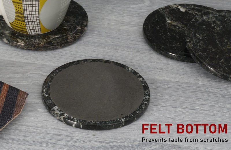 Radicaln Marble Coaster Set 3.5" Inches Black Handmade Round Coaster Set of 6 for Kitchen Accessories Car Cup Coasters Coaster for Drink & Coaster Holder for Coffee Bar Accessories - Image 3