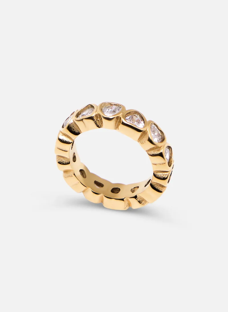 Lichi Ring with heart-shaped zircons
