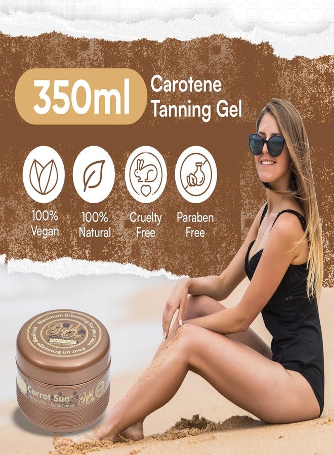 Carrot Sun Tanning Accelerator - 350ml Gold Tanning Gel - Natural Extract Sun Cream Dark Tanning Lotion for All Skin Types - Tan Lotion with Almond Oil for Even Beautiful Skin Coloring - SPF0 - Image 2