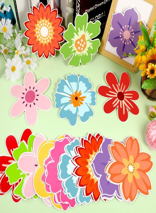 Konsait Flower Cutouts, 63Pcs Colorful Flower Paper Cutouts for Bulletin Board, Spring Flowers Decorations for Classroom Office Home, 9 Designs - Image 2