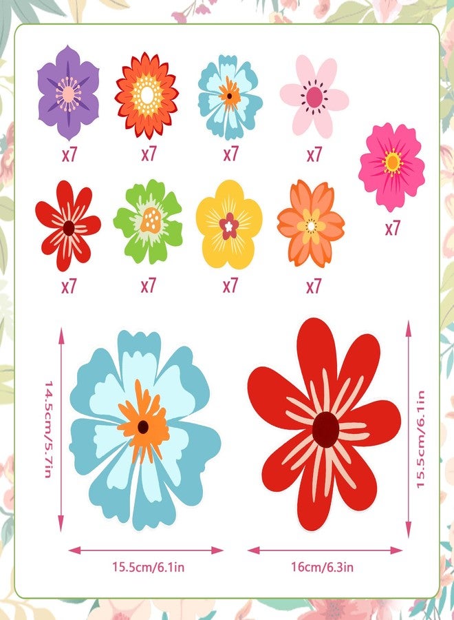 Konsait Flower Cutouts, 63Pcs Colorful Flower Paper Cutouts for Bulletin Board, Spring Flowers Decorations for Classroom Office Home, 9 Designs - Image 4