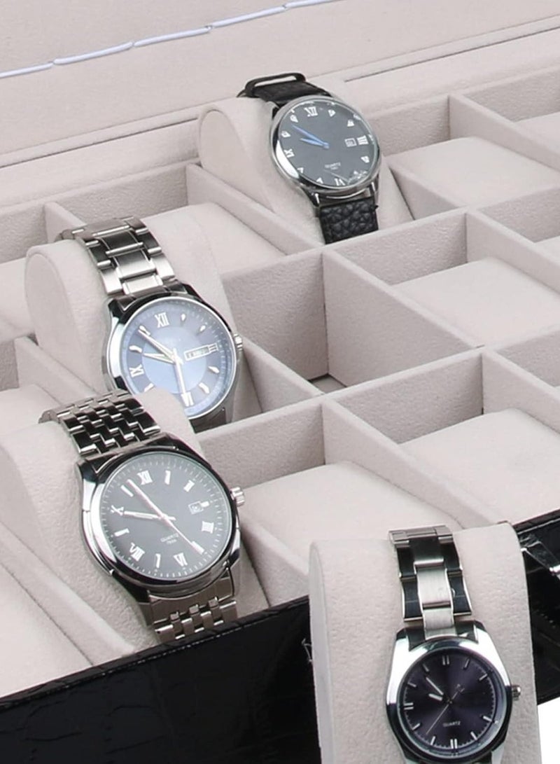 هومار كيت صندوق ساعة للرجال، حافظة عرض ساعة مكونة من 36 فتحة بسحاب، حامل ساعة للرجال كهدية لعيد الأب، صندوق تخزين ساعة من الجلد الصناعي، وسائد ساعة قابلة للإزالة، حافظة تخزين المجوهرات والساعات، أسود - Image 3