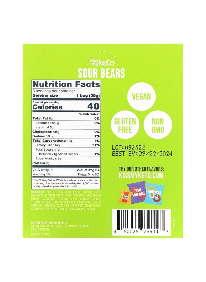 Kiss My Keto Kiss My Keto, Gummy Candy, Sour Bears, 8 Bags, 0.88 oz (25 g)  - Image 2
