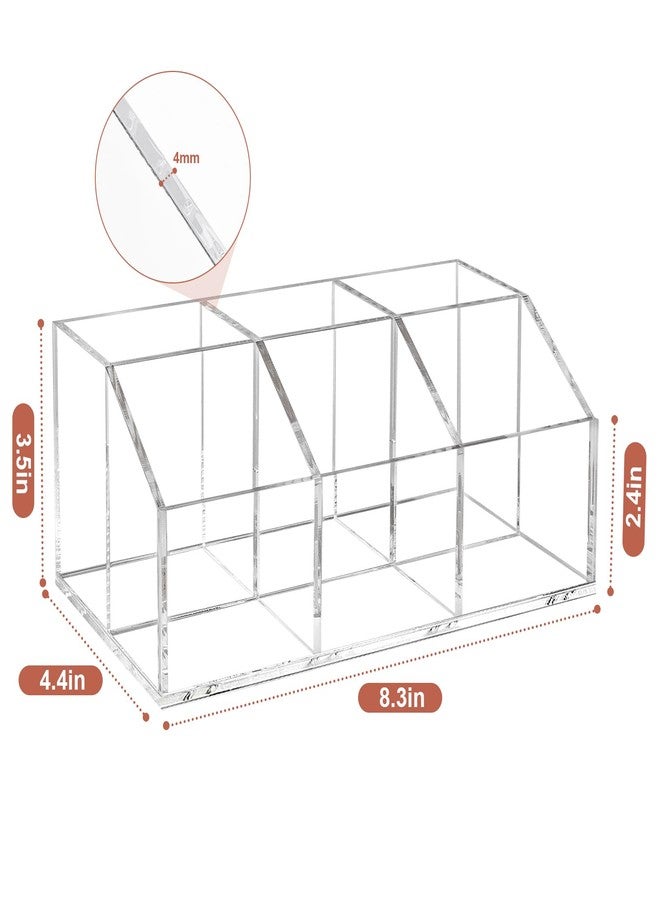 Hisize Clear Makeup Brush Holder Organizer Acrylic 6-Slots Cosmetic Brushes Storage Organizer for Vanity Countertop - Image 2