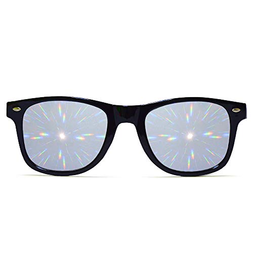 GloFX Ultimate Diffraction Glasses - 3D Prism Rainbow Effect - Great Edm, Concert, Rave Accessory, Music Festival Essential (Black Frame - Mirror Geometric Diffraction) - Image 1