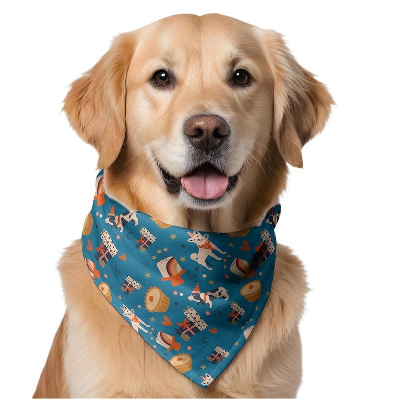 W Brings Birthday Cupcake & More Birthday Dog Bandana | This Stunning Gorgeous Dog Bandana Scarf is Perfect for Your Dog’s Birthday Celebration. One Size Fits All. - Image 1