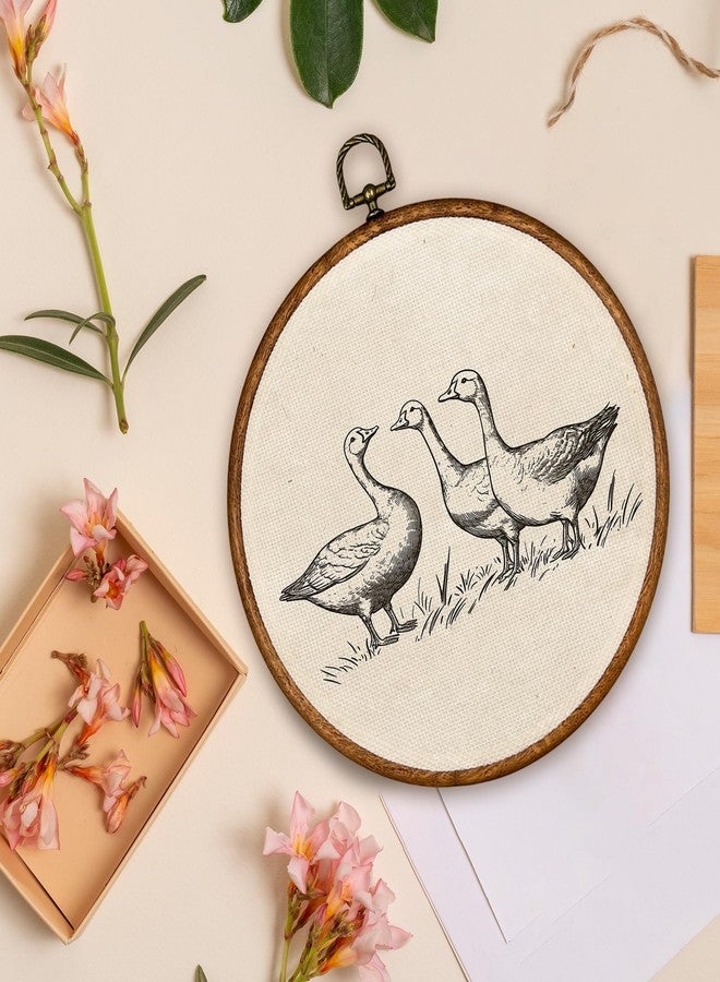 BCUANGD Retro Duck Round Wall Art Decor - Vintage Antique Duck Wall Art Canvas Frame Artwork Prints, Rustic Cottagecore Nature Round Wall Hanging Decorations for Home Farmhouse Kitchen, 10"x10" - Image 4