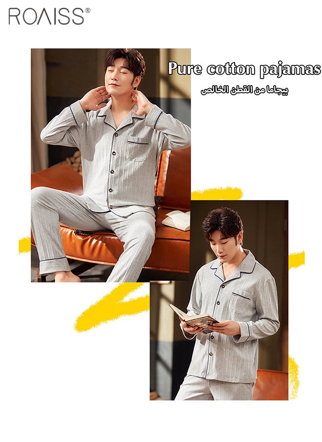 roaiss - 2-Piece Set Of Unisex Pajamas Pure Cotton Long Sleeved Pants For Couples' Home Wear Fashion Casual Family Set - Image 1