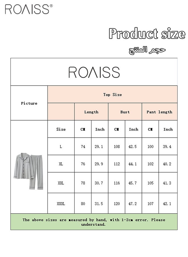 roaiss - 2-Piece Set Of Unisex Pajamas Pure Cotton Long Sleeved Pants For Couples' Home Wear Fashion Casual Family Set - Image 1