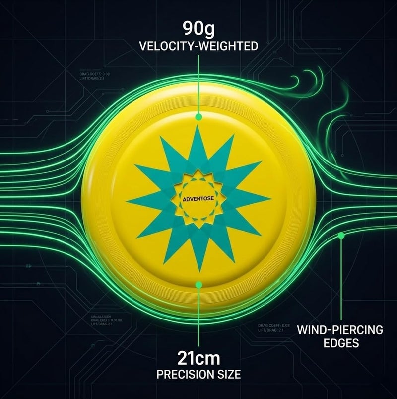 ADVENTOSE™ Velocity-90 Aerodynamic Flying Disc – Precision-Balanced 21cm Sport Disc for Kids & Adults – Impact-Resistant Durable Polymer – Professional Flight Stability (Spark-Yellow) - Image 4