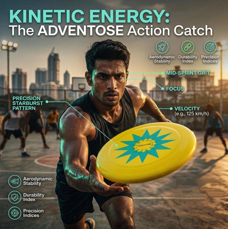 ADVENTOSE™ Velocity-90 Aerodynamic Flying Disc – Precision-Balanced 21cm Sport Disc for Kids & Adults – Impact-Resistant Durable Polymer – Professional Flight Stability (Spark-Yellow) - Image 2
