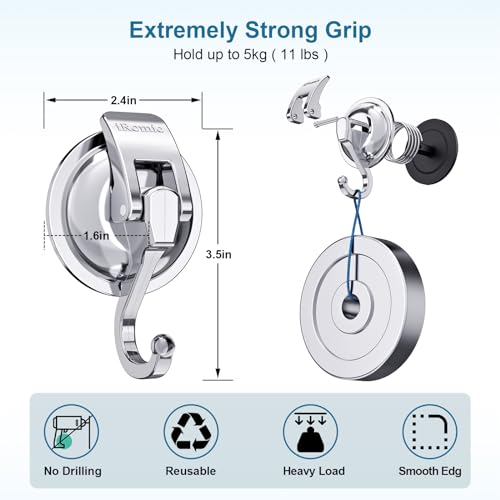 iRomic Heavy Duty Vacuum Suction Cup Hooks (2Pack) Specialized for Kitchen&Bathroom&Restroom Organization, by iRomic - Image 3