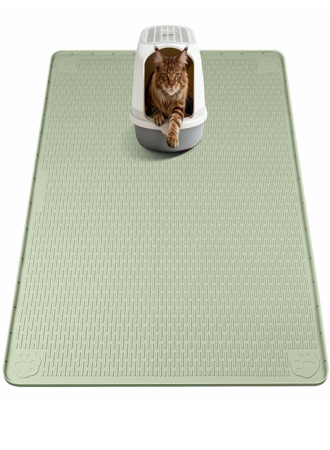 Bartuke Cat Litter Mat, XL Extra Large 40" x 40" Silicone Mat Litter Trapping Mat for Scatter Control, Soft on Kitty Paws, Easy to Clean (Green) - Image 1