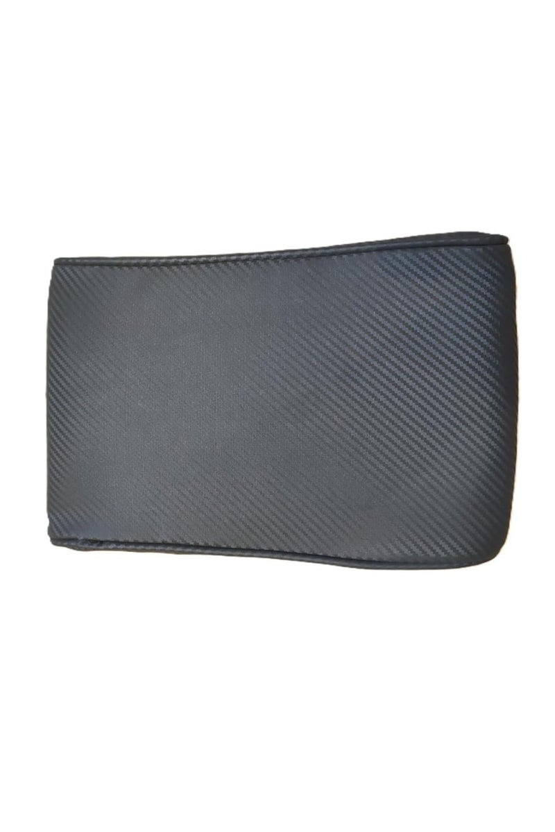 Luxury Quilted Leather Car Armrest Cushion – PU Leather Center Console Pad with Memory Foam, Non-Slip Design, and Universal Fit for Cars, SUVs, and Trucks (Grey Carbon Fiber Armset) - Image 1