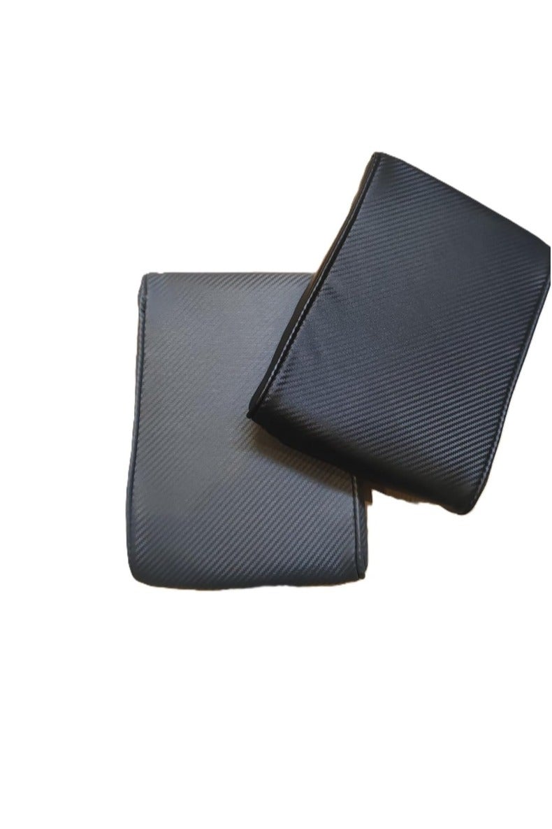 Luxury Quilted Leather Car Armrest Cushion – PU Leather Center Console Pad with Memory Foam, Non-Slip Design, and Universal Fit for Cars, SUVs, and Trucks (Grey Carbon Fiber Armset) - Image 3