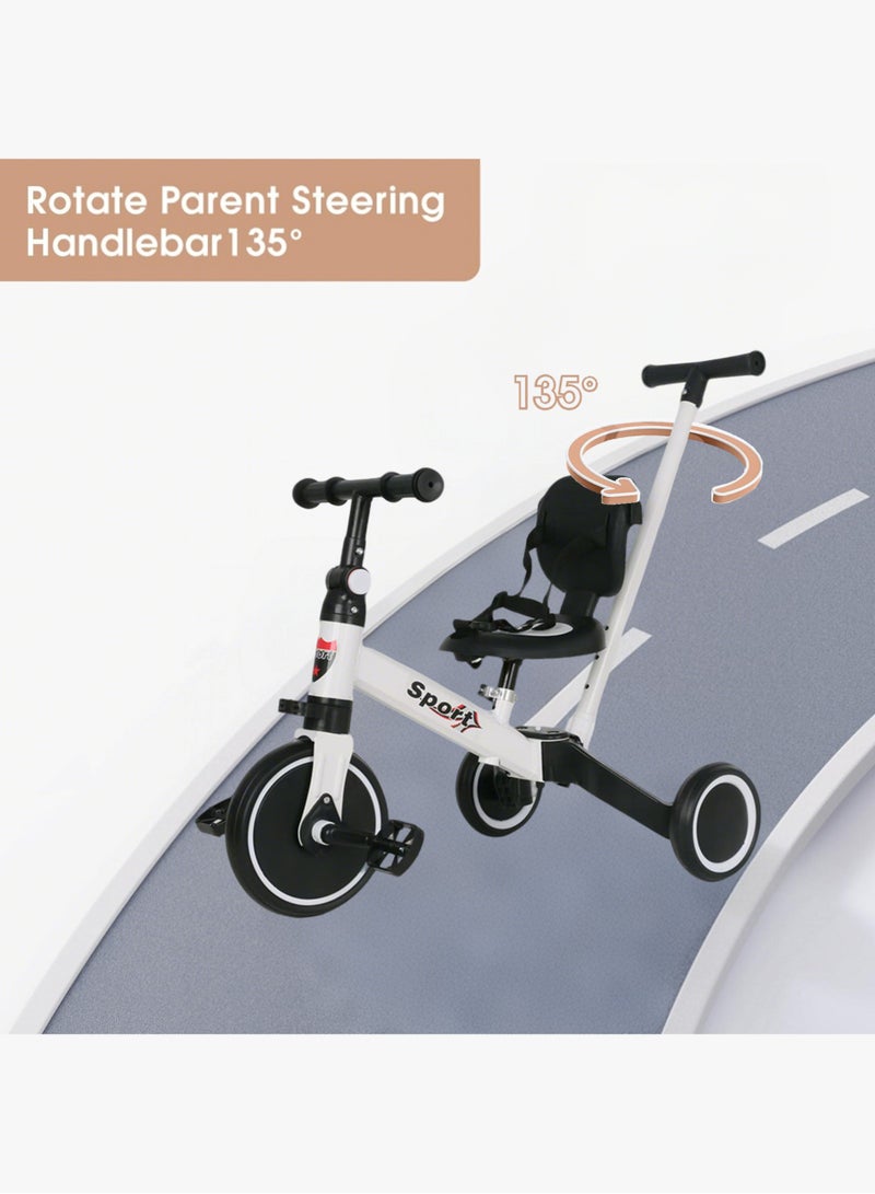 Paka Rabbit Toddler Tricycle with Push Handle for 2-6 Year Old, Toddler Bike, Birthday Gift and Toy for Boys and Girls, 5 in 1 Kids Trike, Balance Bike with Backrest and Safety Belt  - Image 4