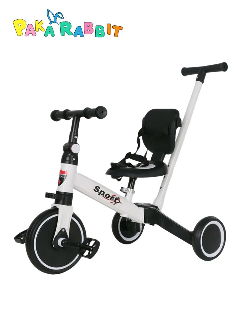 Paka Rabbit Toddler Tricycle with Push Handle for 2-6 Year Old, Toddler Bike, Birthday Gift and Toy for Boys and Girls, 5 in 1 Kids Trike, Balance Bike with Backrest and Safety Belt  - Image 1