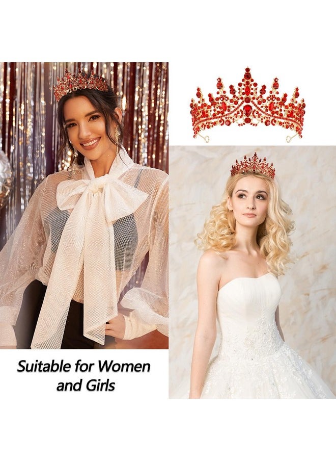 Velscrun Birthday Queen Tiara Crowns For Women Girls Red Crystal Birthday Queen Headband Sash Elegant Princess Crown Happy Birthday Party Decorations Mom Sisters Birthday Gift Hair Accessories  - Image 3