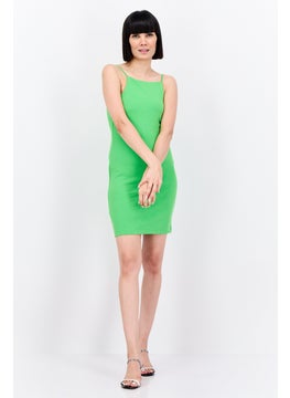 MANGO Women Textured Mini Sleeveless Dress, Lime Green  - Image 4