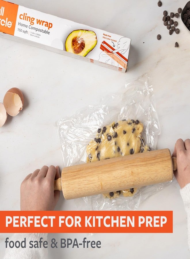 Full Circle Compostable Cling Wrap - 150Sq Ft Roll - Seals and Saves Food - Plant-Based & Plastic-Free, No Microplastics - Dispenser with Slide Cutter - Image 3