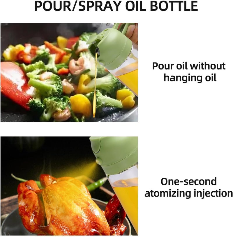 Aovdy 16oz/470ml Glass Olive Oil Sprayer for Cooking - 2 in 1 Olive Oil Dispenser Bottle Spray and Pour for Kitchen Gadgets Cooking Air Fryer Salad BBQ (Green) - Image 5