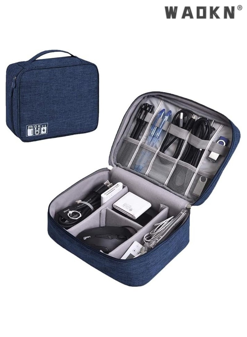 WAOKN Large Electronic Accessory Bag, Travel Cable Organizer, Waterproof Portable Storage for Adapters, Memory Cards, USB Cables - Compact, Durable Travel Storage for All Gadgets - Image 1