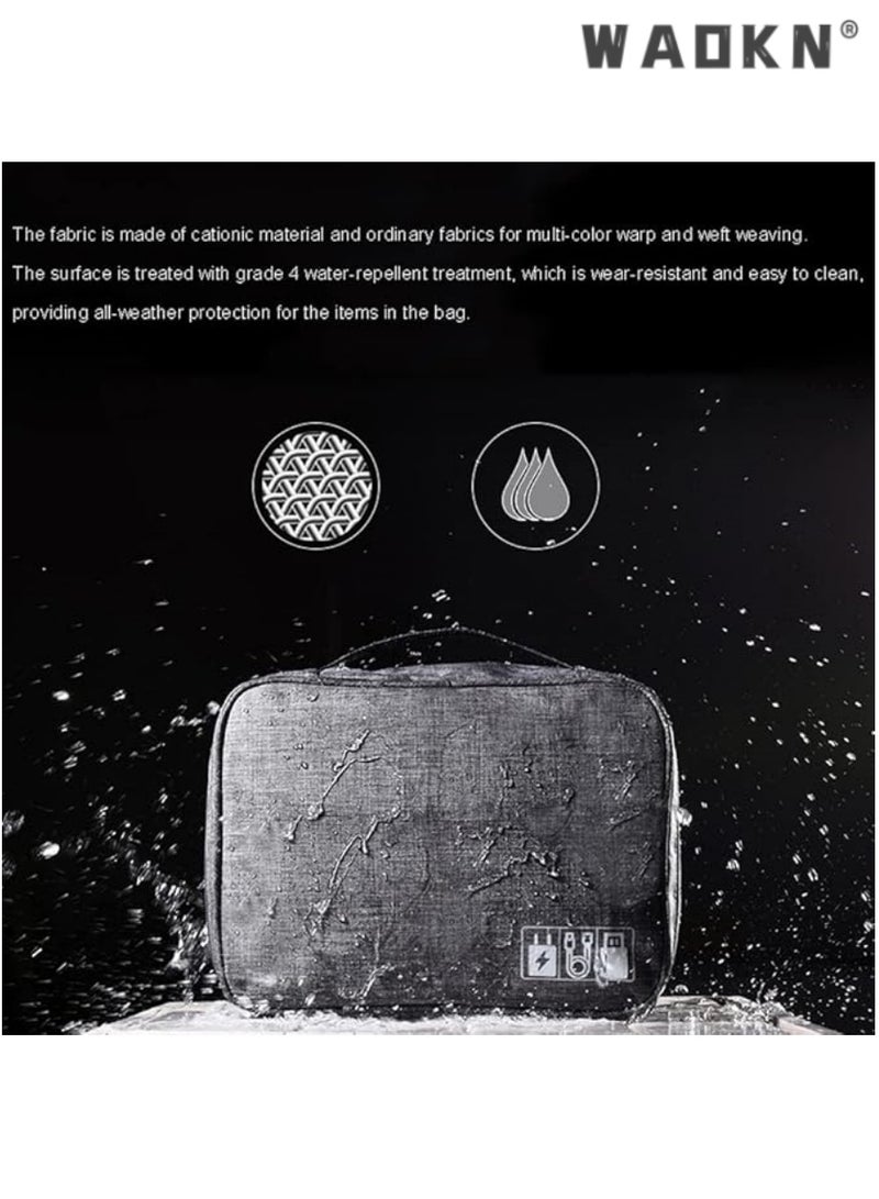 WAOKN Large Electronic Accessory Bag, Travel Cable Organizer, Waterproof Portable Storage for Adapters, Memory Cards, USB Cables - Compact, Durable Travel Storage for All Gadgets - Image 3